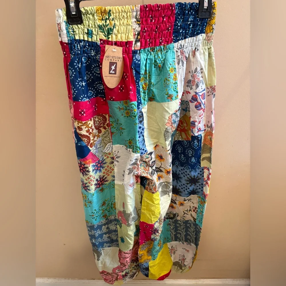 NWT Art Studio Company Sari Cotton Patchwork Jogger Pants Women’s L/XL - Picture 5 of 16